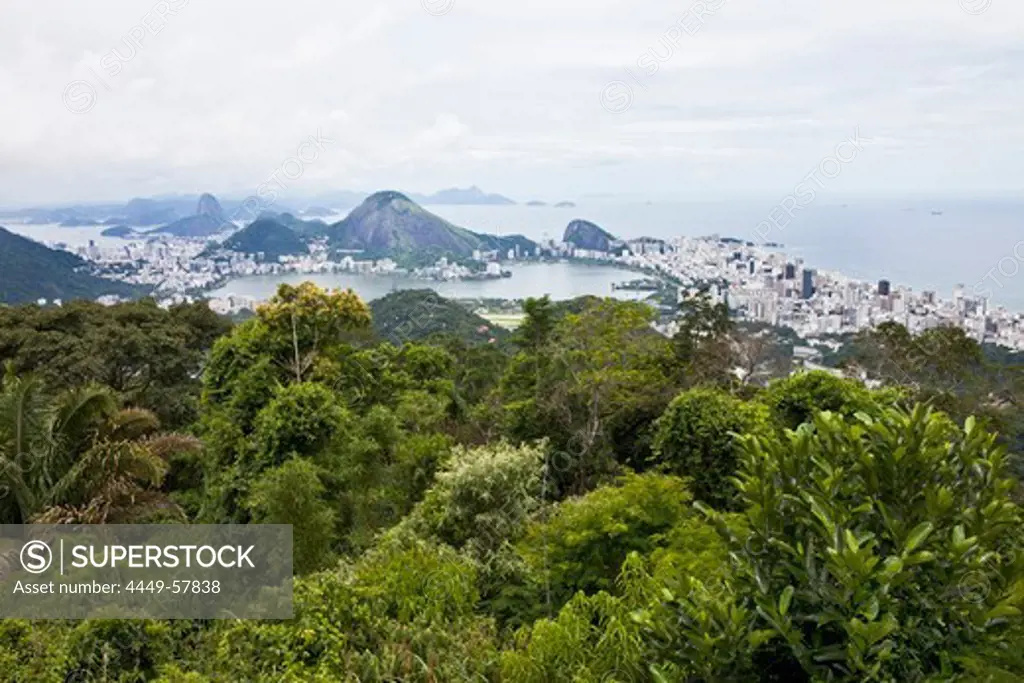 View on the Sugar Loaf, the Guanabara Bay and Lagoa and Ipanema in Rio de Janeiro, State of Rio de Janeiro, Brazil, South America, America