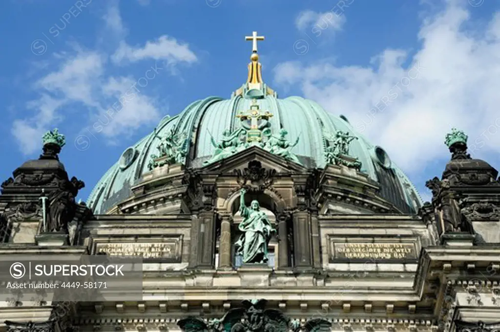 Dome of the Berlin Cathedral, Berliner Dom, Museum Island, a World Cultural Heritage Site in Berlin Mitte, Berlin Mitte, Germany