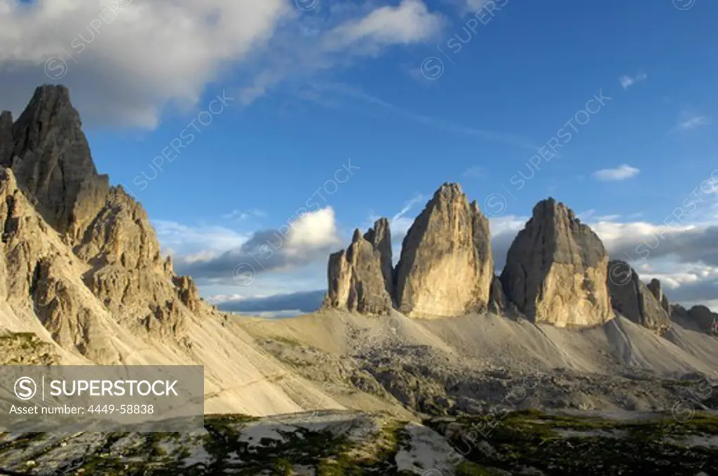 Three Peaks, Sexten Dolomites, Puster valley, UNESCO World Nature Site, Dolomites, South Tyrol, Trentino-Alto Adige, Italy