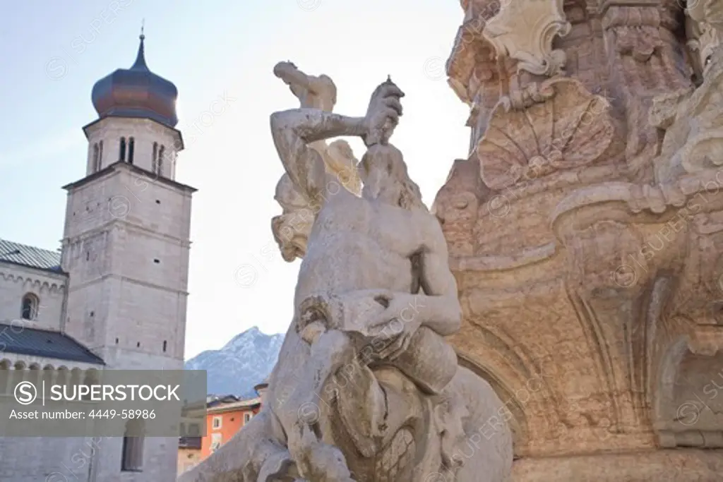 Neptune fountain in the city, Trentino, Province of Trento, Alto Adige, South Tyrol, Italy, Europe
