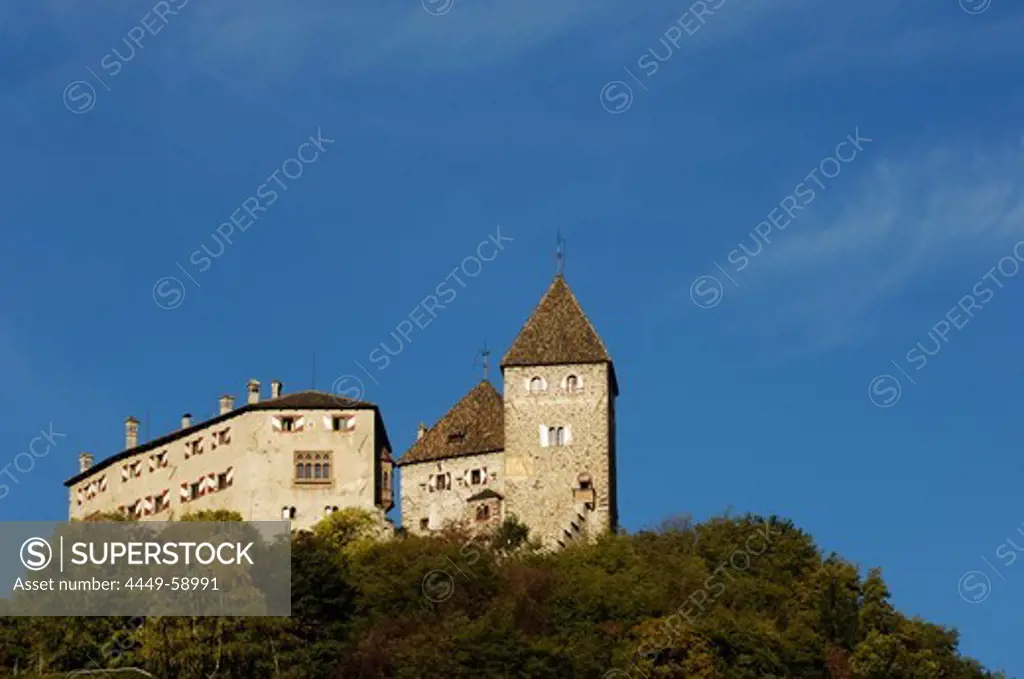 Zwingenburg caste in the sunlight, Prissian, Etsch valley, Alto Adige, South Tyrol, Italy, Europe