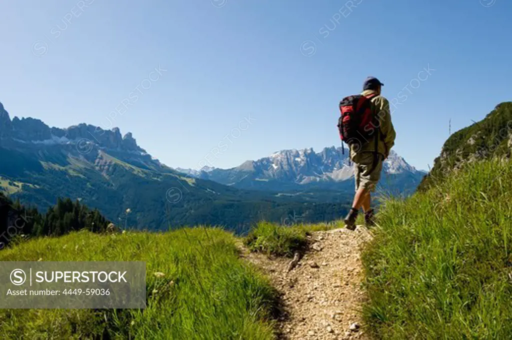 Hiker in Ultental, Alto Adige, South Tyrol, Italy