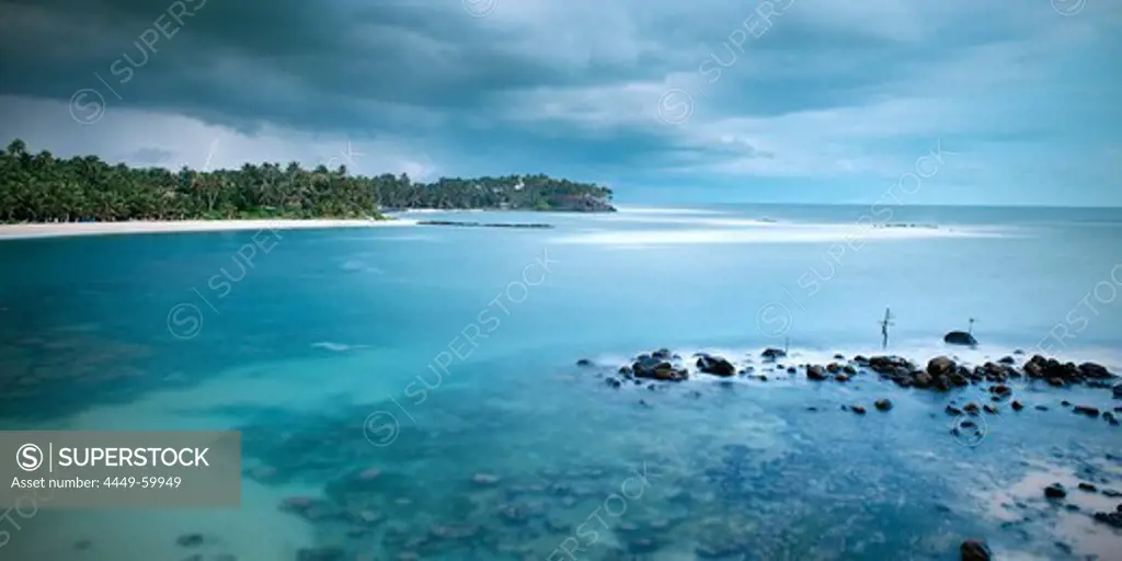 Lightning during tropical storm, beach of Mirissa around Matara, Indian Ocean, Sri Lanka