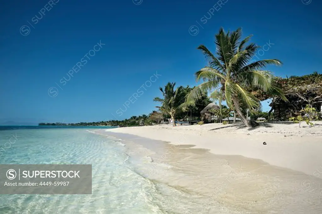 white sandy beach with clear water, stunning southern pacific beach, Savaii, Samoa
