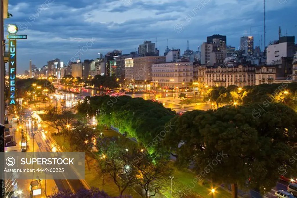 Avenida 9 de Julio at night, Buenos Aires, Argentina