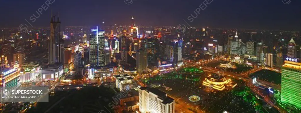 People's Square, Birdseye panorama, view of People's Square, Nanjing Road, skyline, City Hall, People's Park, Yan'an Road, Skyline