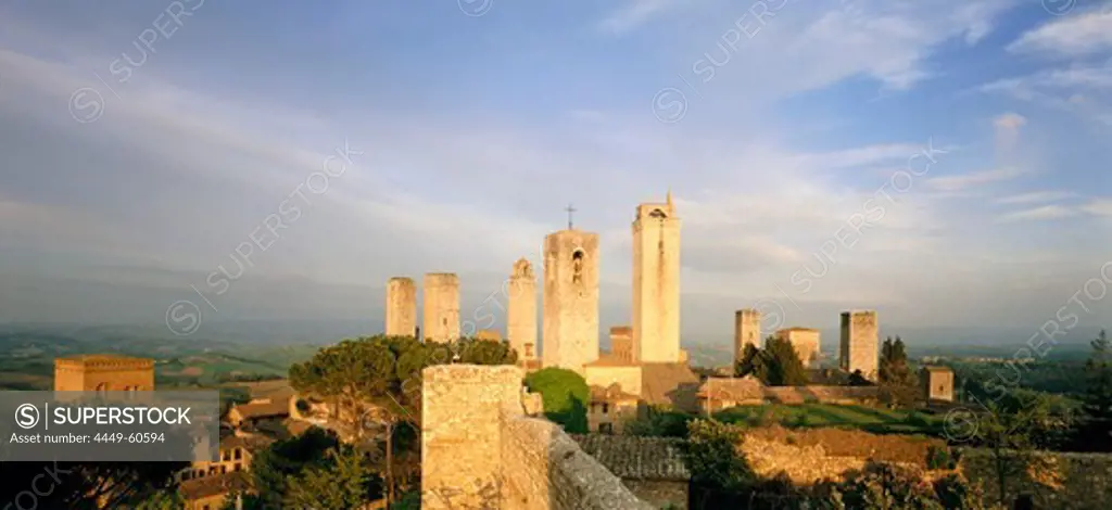 Towers of San Gimignano and countryside, San Gimignano, Tuscany, Italy