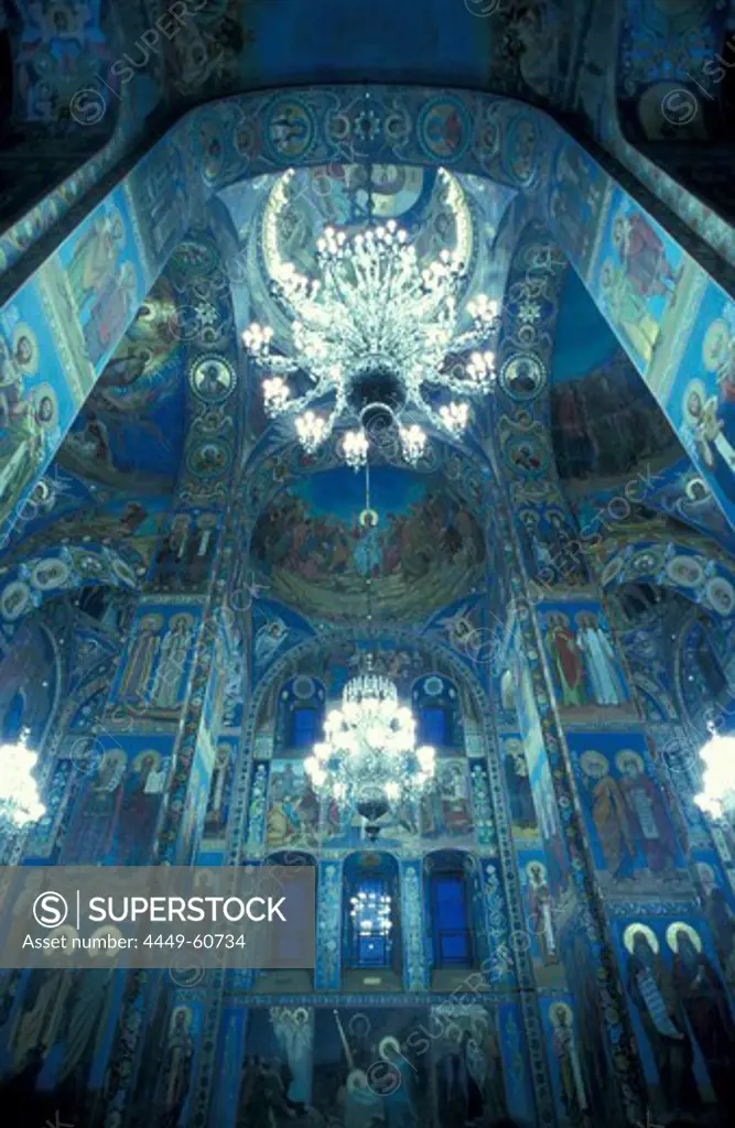 Interior view of the Savior Cathedral, St. Petersburg, Russia, Europe
