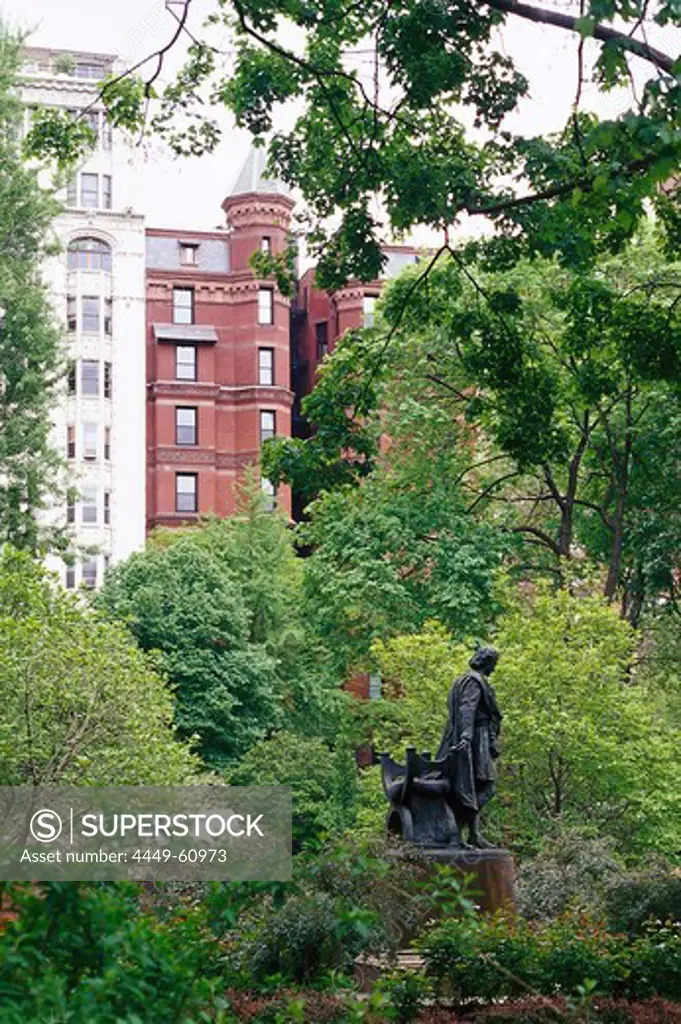 View at a statue at Gramercy Park, Manhattan, New York USA, America
