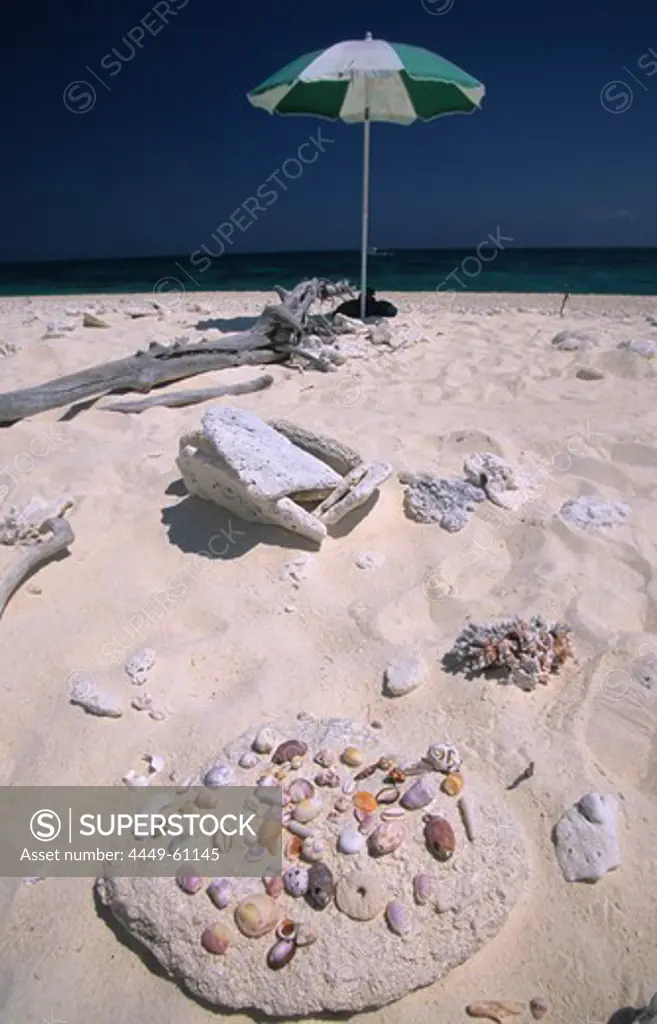 Sandy beach on Wilson Island, neighboring island to Heron Island, Wilson Island, Great Barrier Reef, Australia
