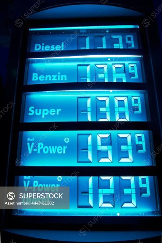 Aral Tankstelle Preistafel Diesel, Benzin, Super