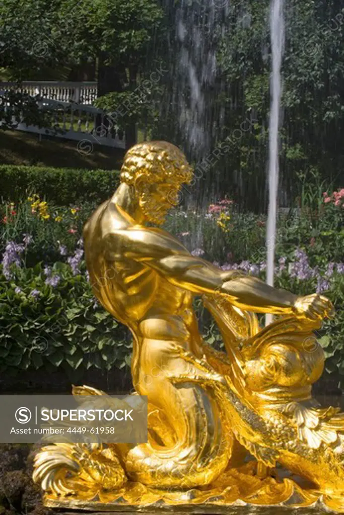 Samson fountain in the park of Peterhof Palace, St. Petersburg, Russia