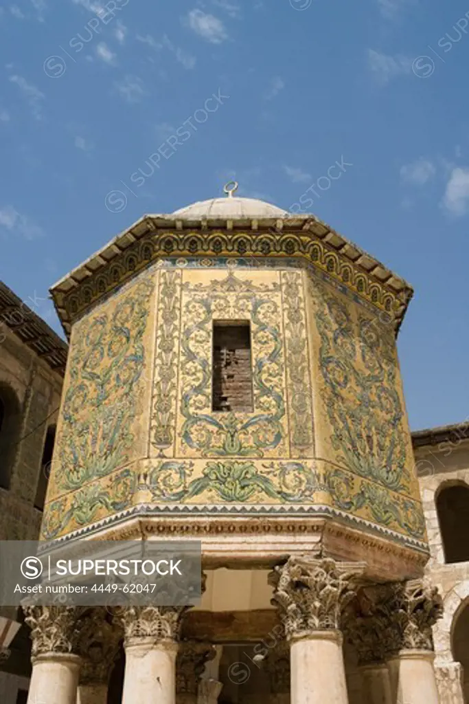 Decorative tower in the Umayyad Mosque, Damascus, Syria, Asia