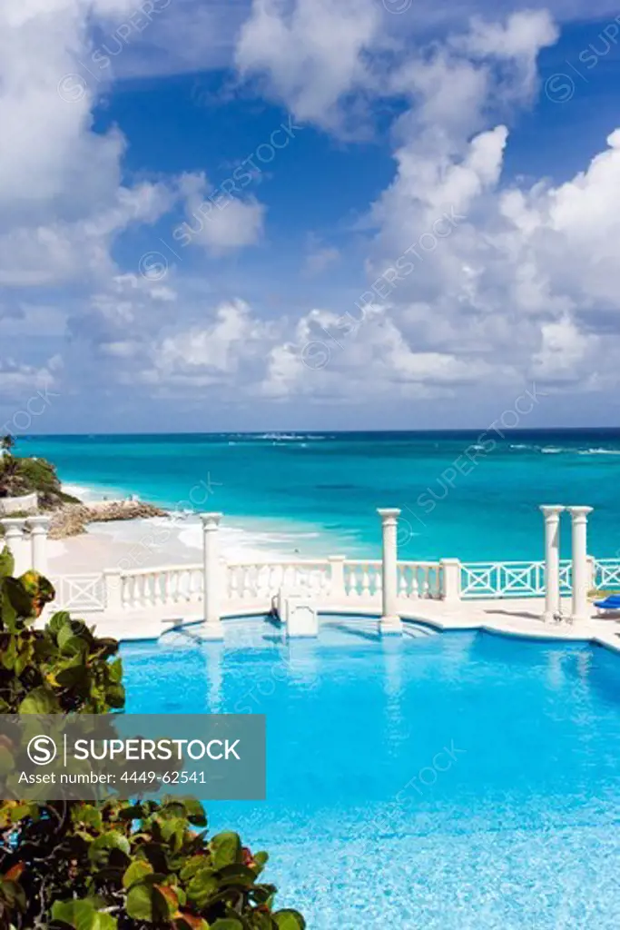 Swimming pool of the Crane Hotel, Atlantic Ocean in background, Barbados, Caribbean