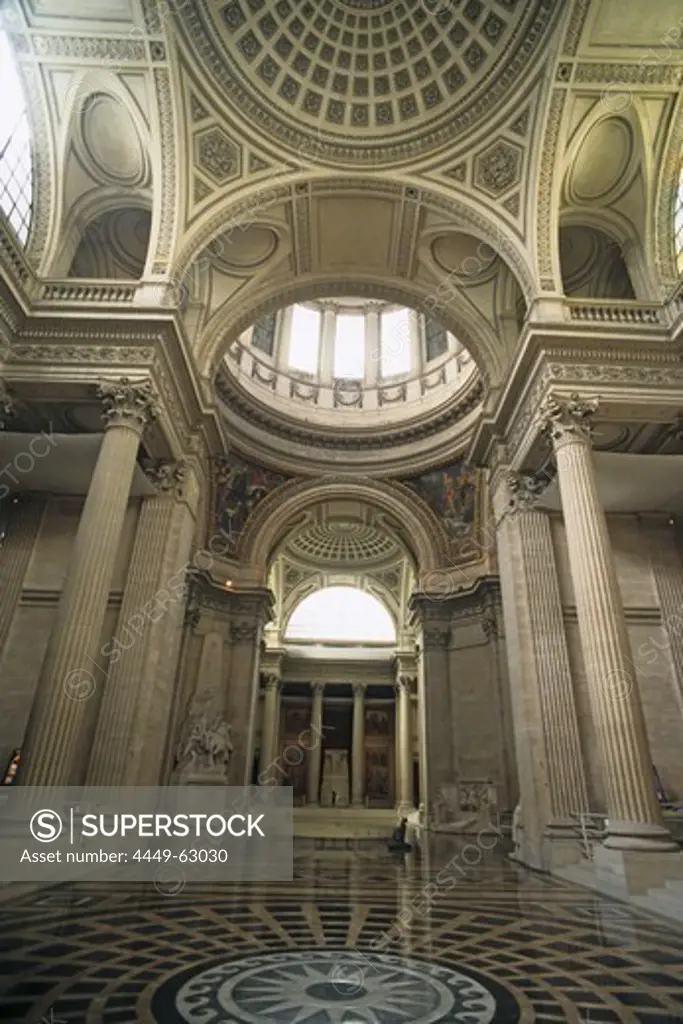 Interior dome of the Panthéon, Foucault Pendulum, mausoleum containing the remains of distinguished French citizens5e Arrondissement, Paris, France