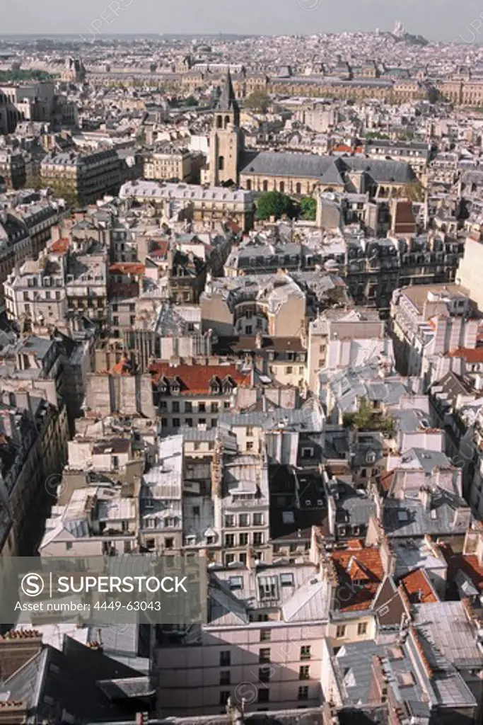 View from Eglise Saint Sulpice church over Saint Germain des Pres, 6. Arrondissement, Luxembourg Quarter, Paris, France, Europe