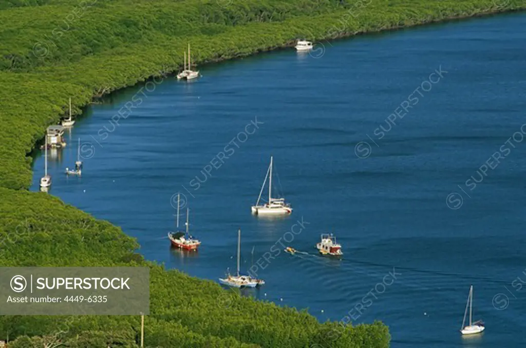 View from Grassy Hill lookout, Cooktown, River Endeavour, Cape York Peninsula, Queensland, Australia