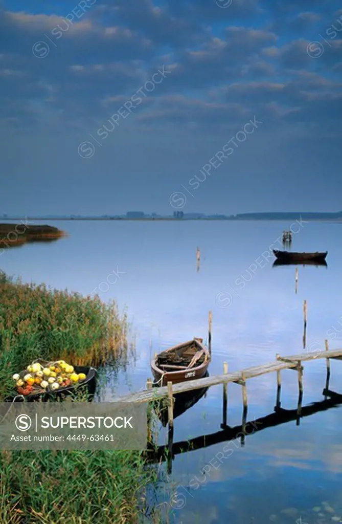 Europe, Germany, Mecklenburg-Western Pomerania, isle of Ruegen, small pier on the island of Ummanz