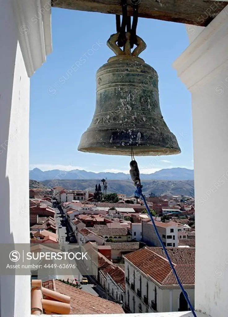 View from the steeple of San Francisco church down to Sucre, Bolivia, South America