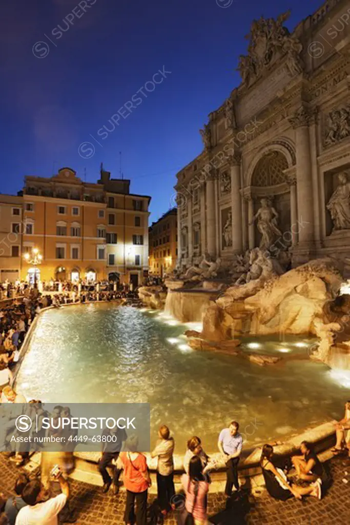 Fontana di Trevi in the evening, Rome, Italy