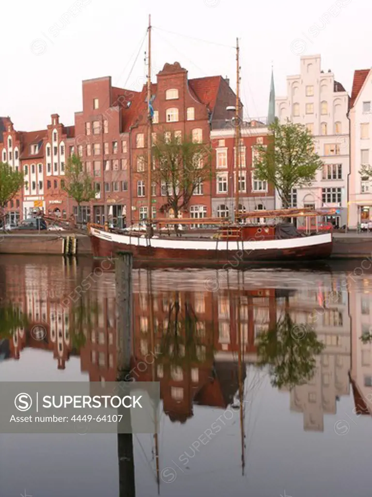 Old Harbour and River Trave, Hanseatic City of Luebeck, Schleswig Holstein, Germany