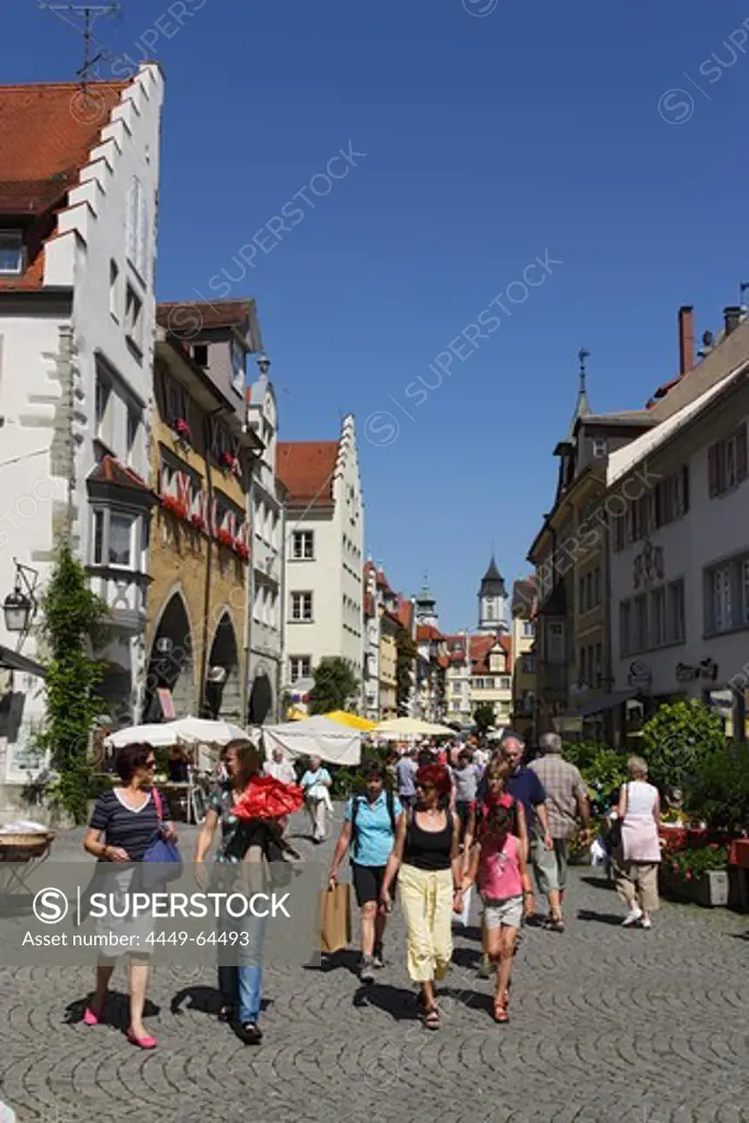 Women strolling along Maximilian street, Lindau, Bavaria, Germany