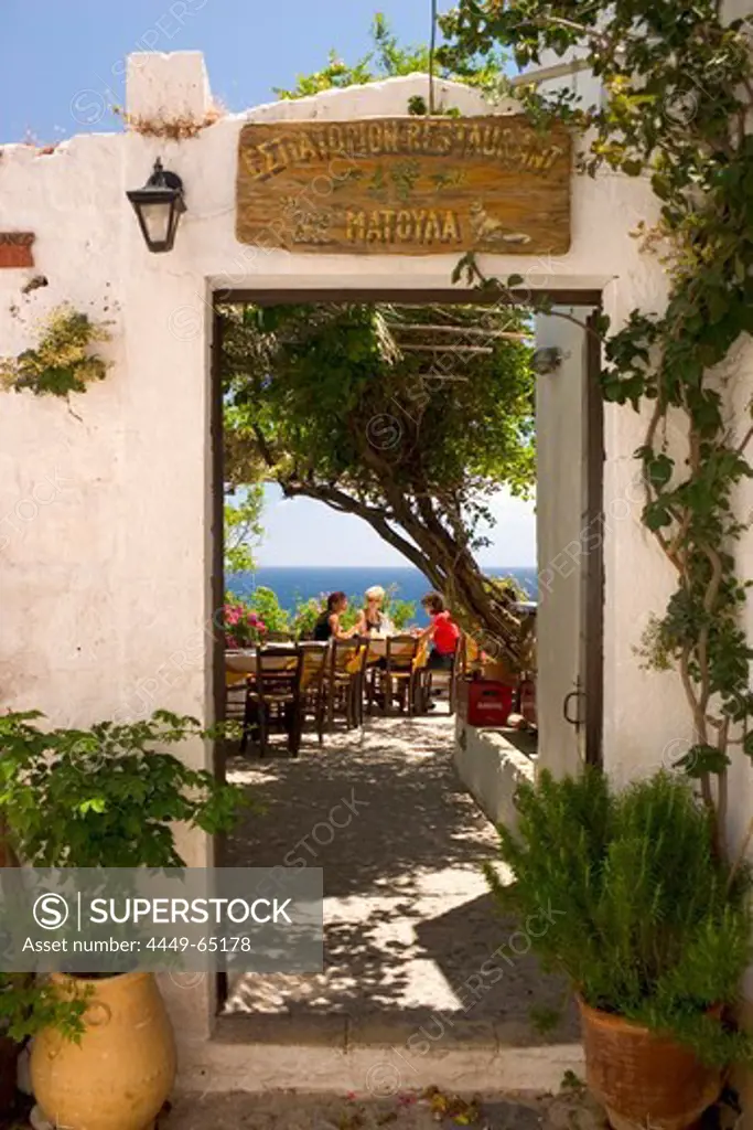 Restaurant in the medieval village of Monemvasia, Lakonia, Peloponnese, Greece