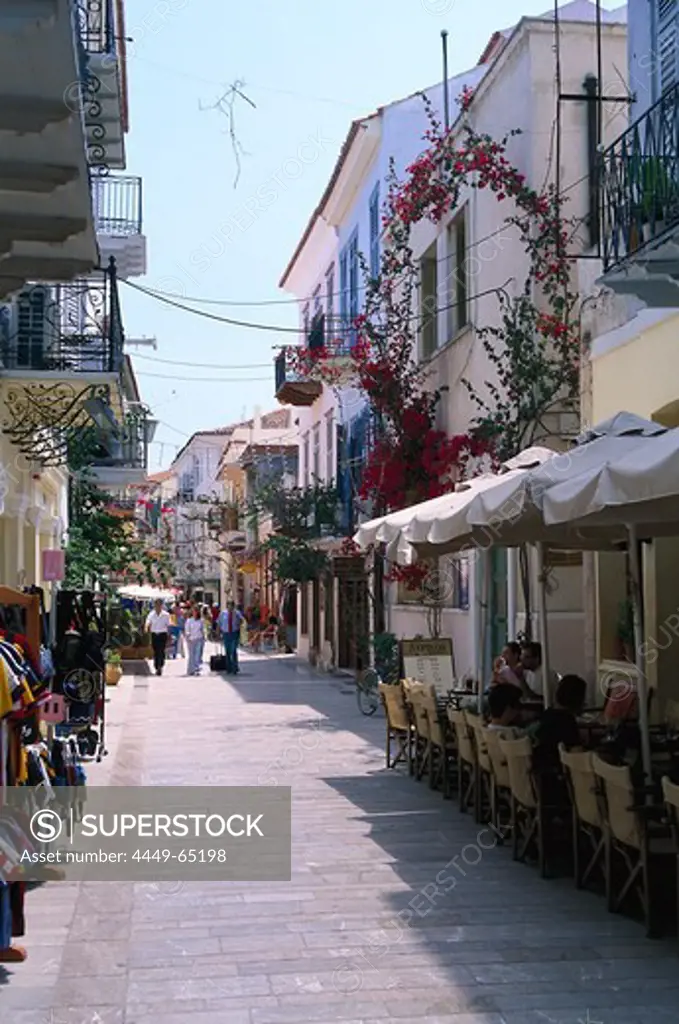 Street life in the cita of Nafplio, Peloponnese, Greece