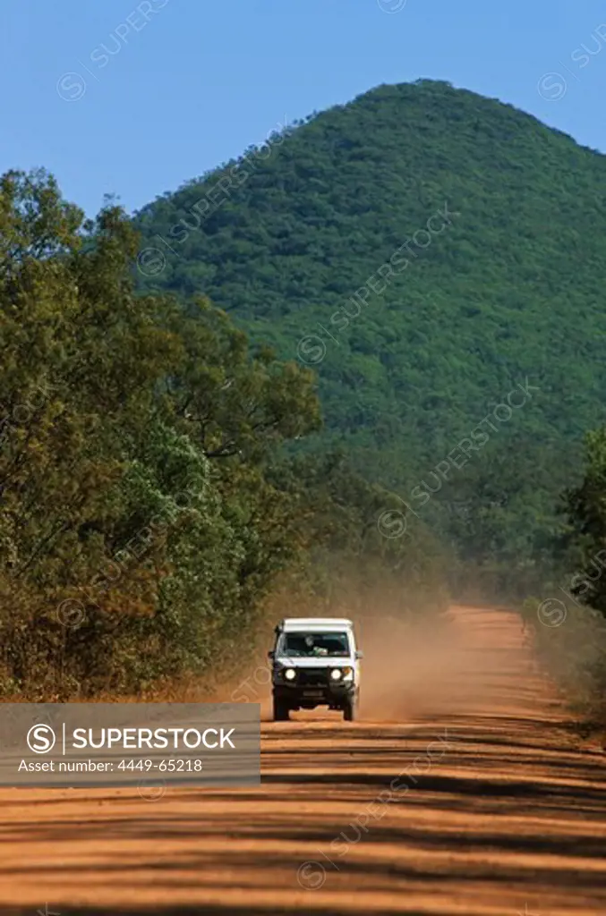 4WD Landcruiser on the dirt road, Development Road, Cape York Peninsula, Queensland, Australia