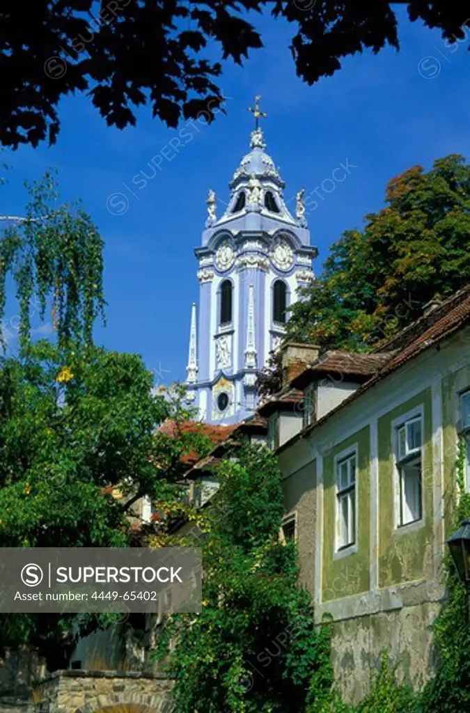 Convent of canons Duernstein with blue steeple, Wachau, Austria, Europe