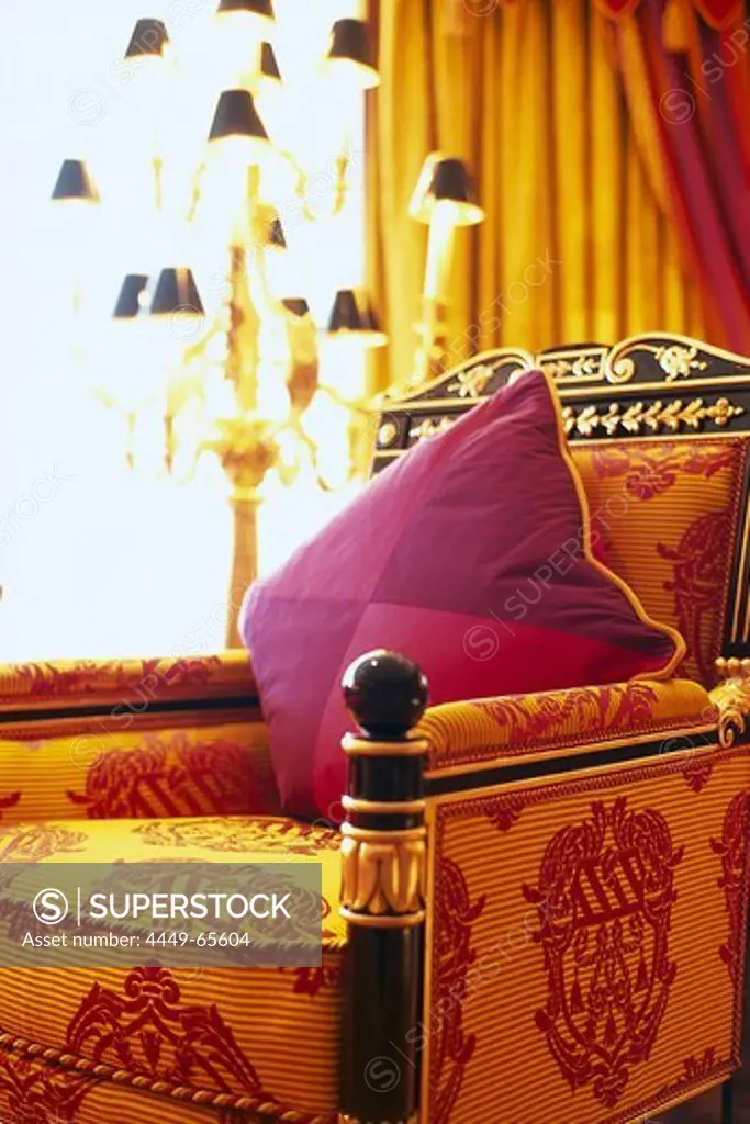 Armchair at Royal Suite, Hotel Burj Al Arab, Dubai, V.A.E., United Arab Emirates, Middle East, Asia