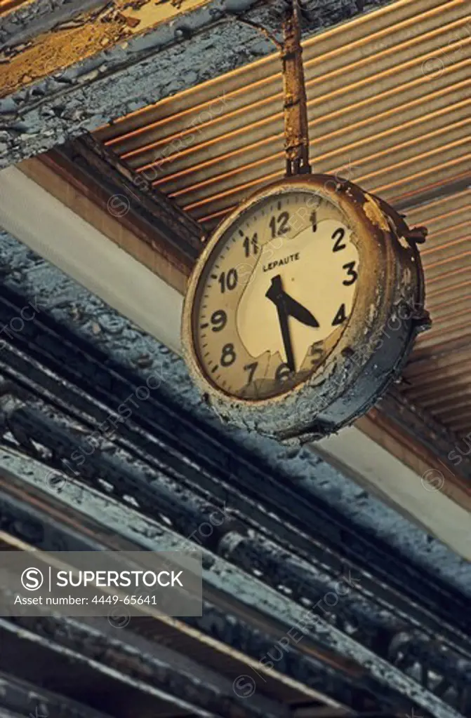 old broken rusty platform clock, Paris, France