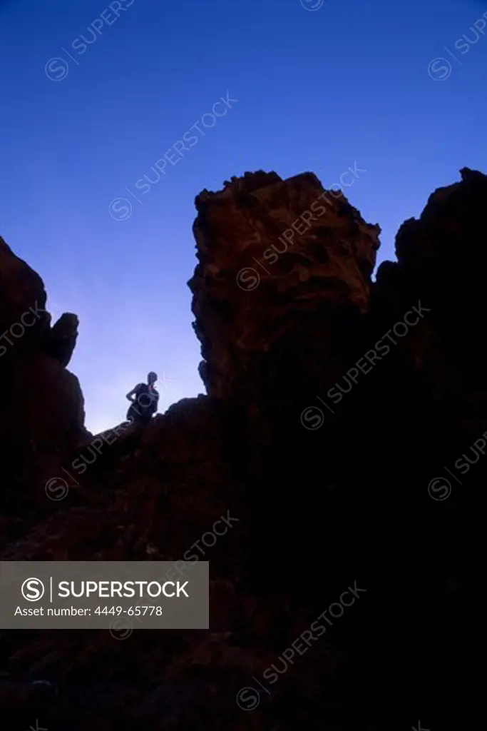 A person climbing on a rock, Rakabat, Wadi Rum, Jordan