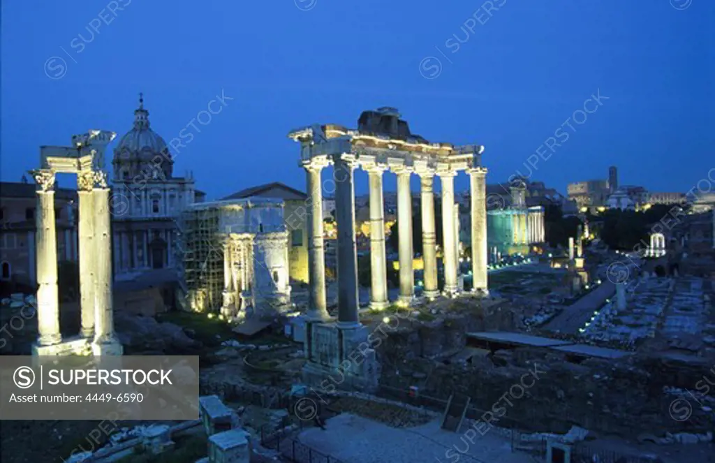Forum Romanum at night, Rome, Italy