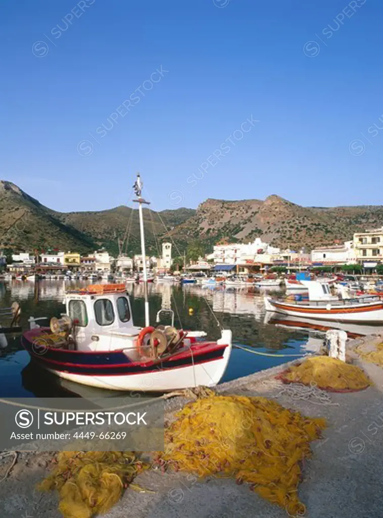 Fishing boats, Harbour, Eloúnda near Agíos Nikolaos, Crete, Greece