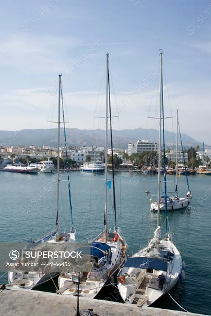 Sailingboats in the Mandraki harbour, Kos-Town, Kos, Greece