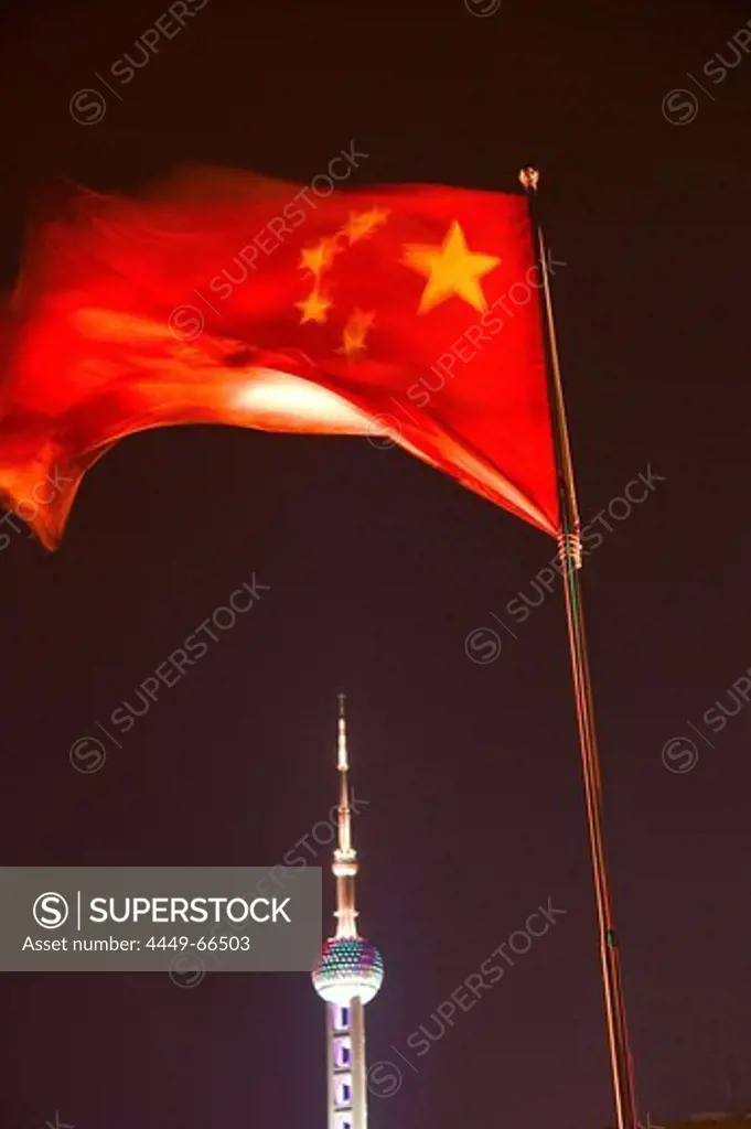 national flag, Oriental Pearl Tower, Pudong, Shanghai, China