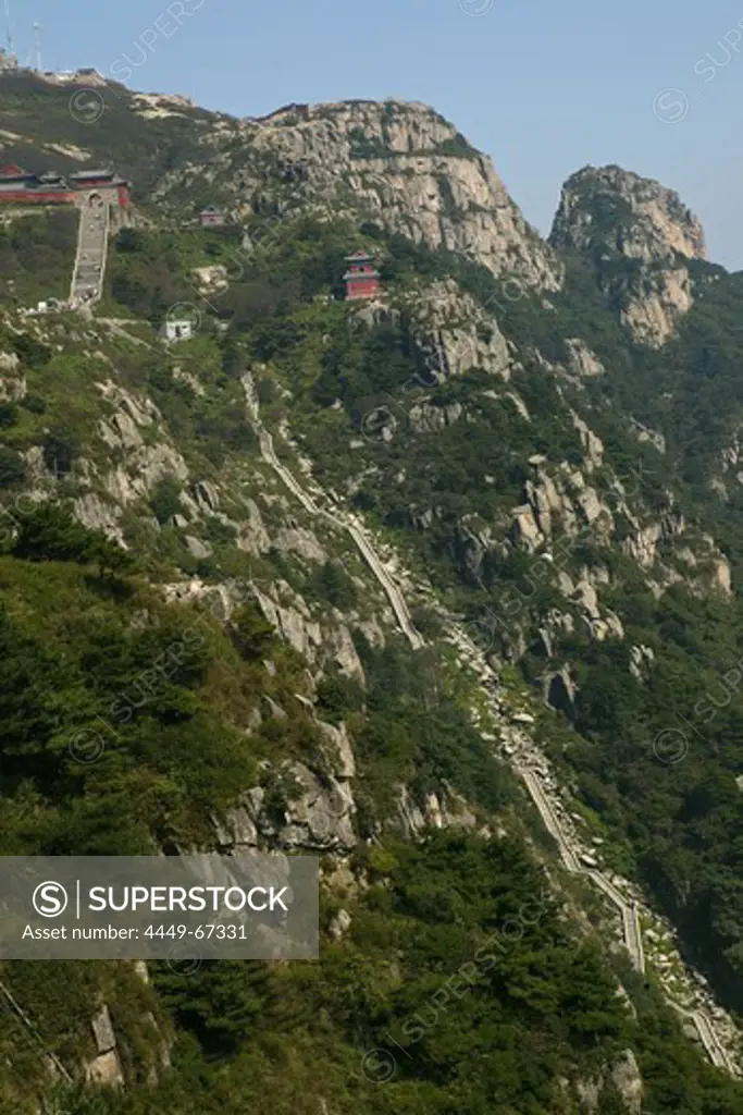 steep climb, Stairway to Heaven, Tai Shan, Shandong province, Taishan, Mount Tai, China, Asia, World Heritage, UNESCO