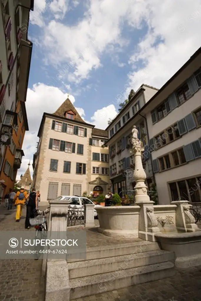 Napfplatz with Restaurant Turm in an old guildhouse Zum Blauen Himmel (to the blue sky), Obere Zaeune, Zurich, Canton Zurich, Switzerland