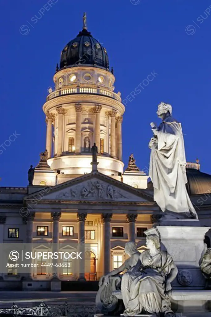 Evening, Concert Hall, Schiller Monument, Deutscher Dom, Gendarmenmarkt, Berlin