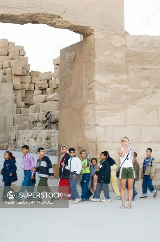 A group of tourists at Karnak Temple, Luxor, Egypt