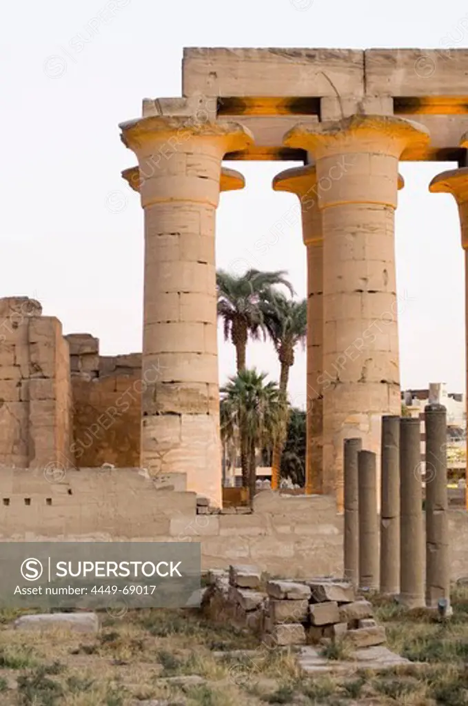 View of Luxor Temple in the evening light, Luxor, Egypt