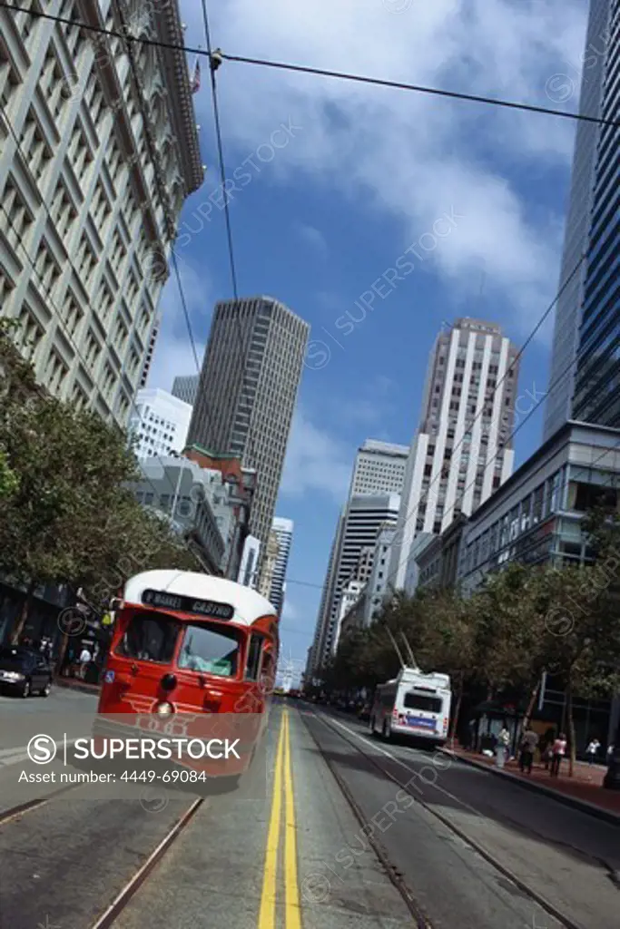 A tram in Market Street, San Francisco, California, USA