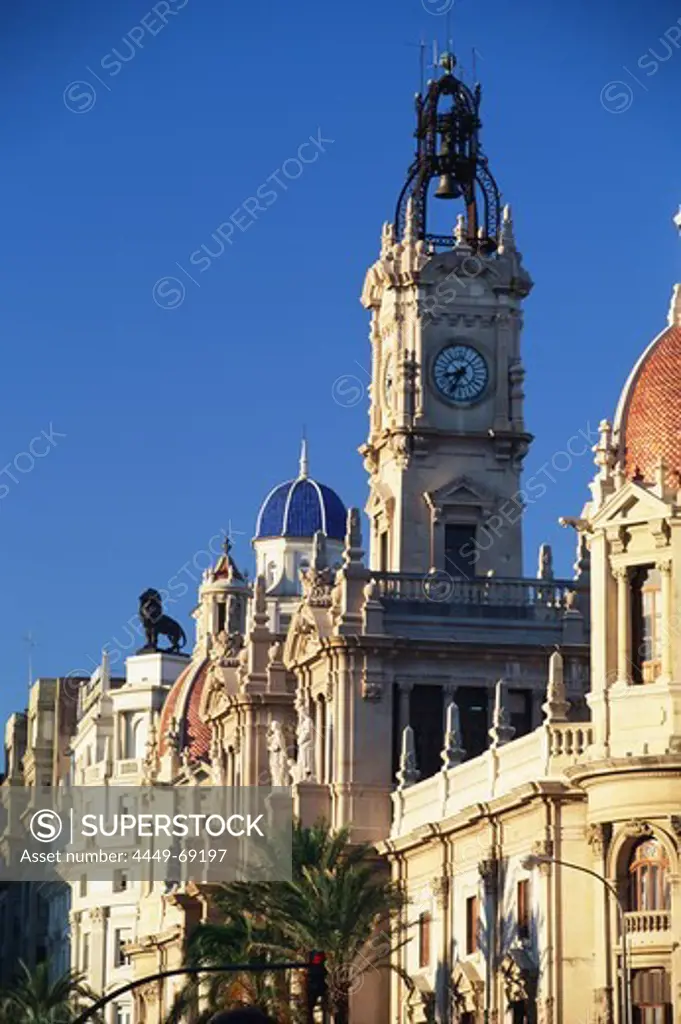 View of the town hall, Plaza de Ayuntamiento, Valencia, Spain