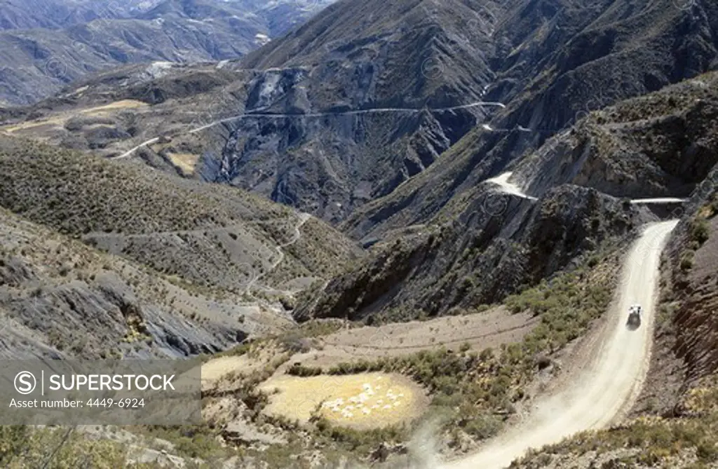 Mountainous road through the mountains, Colquechaca, Bolivia