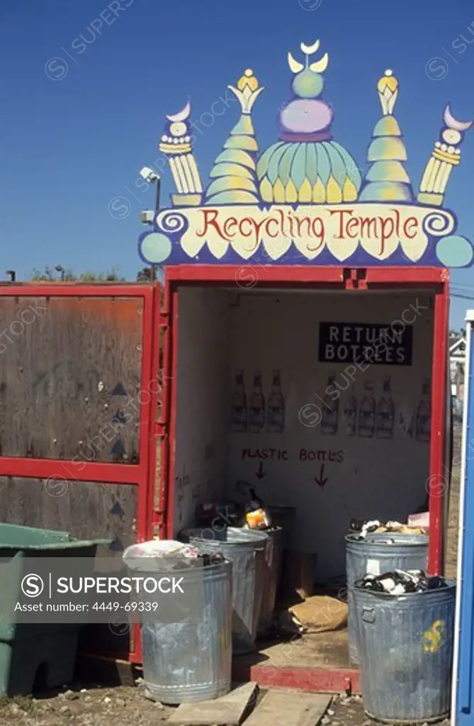 Recycling station in Sausalito, San Francisco, California, US