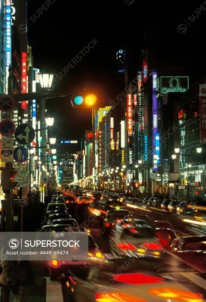 Tokyo at night, Ginza, citylihgts, traffic, Japan
