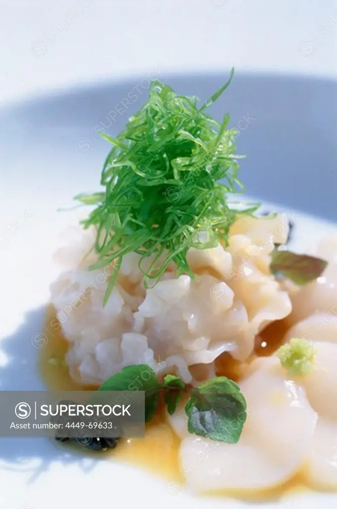 Live Geoduck with Yuzu and Baby Red Shiso, Hotel Setai, South Beach, Miami, Florida, USA