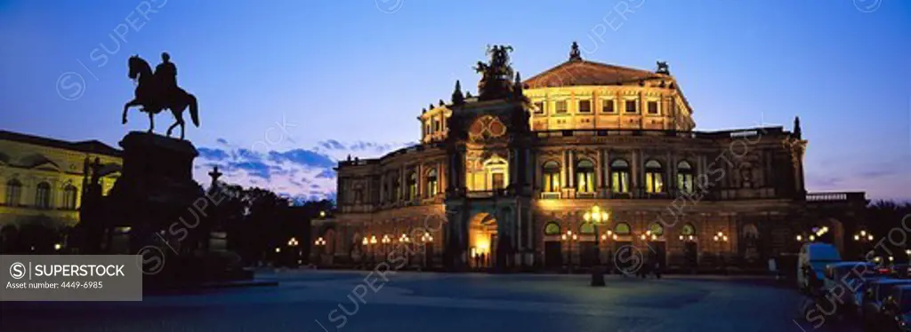 Semperoper, Theater Square with Equestrian Statue, Dresden, Saxony, Germany