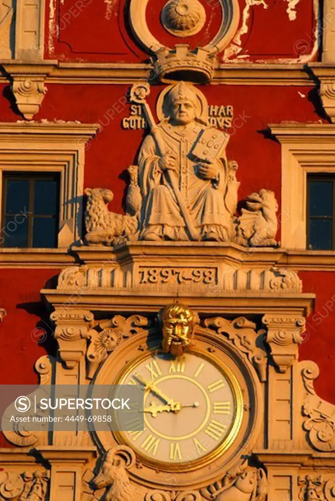 Close up of the townhall clock, Gotha, Thuringia, Germany